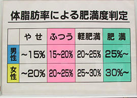 体脂肪率による肥満度判定